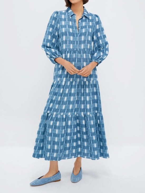 Tuckernuck Dresses & Skirts - Tuckernuck Pomander Place Blue Ikat Mabel Tiered Maxi Dress Women’s Size XS NWT